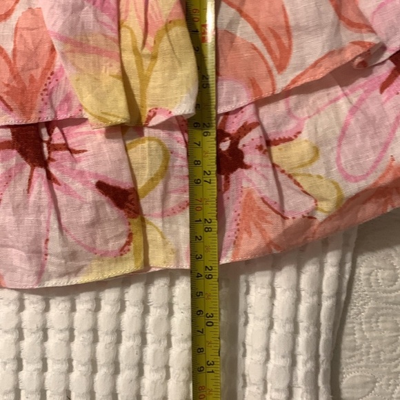Revolve x Sundress Dress Lolita Ruffle Tiered Mini in Riviera Linen Pink Floral - Picture 6 of 12